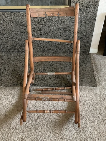 Antique 1800’s Or Early 1900’s Wooden Folding Rocking Chair With Design Needs ++ Cover
