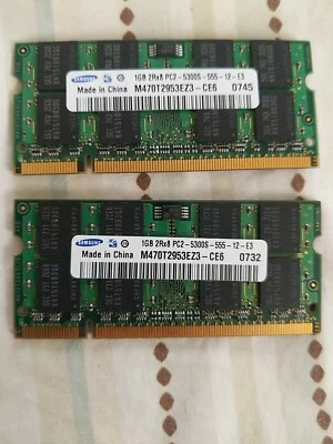 samsung Memory 2GB (2x 1GB) 1GB 2Rx8 PC2-5300U-555-12-E3 - Image 1 of 2