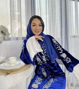 Dress Farasha Kaftan Dubai Velvet Royal Moroccan Stylish Georgette Abaya Gown - Picture 1 of 4