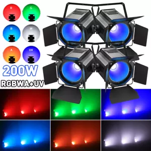 4Pack COB LED RGBWA+UV Stage Lighting PAR Light DMX Beam DJ Disco Lights w/Cover - Bild 1 von 16
