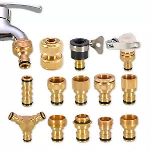 BRASS TAP CONNECTOR UNIVERSAL FITTING ATTACHMENT ADAPTOR HOSE PIPE GARDEN WATER - Picture 1 of 17