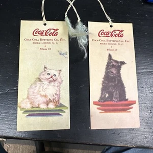 Coca-Cola Bridge Tally Card 1940's Ricky Mount NC (2) Dog & Cat - Picture 1 of 4