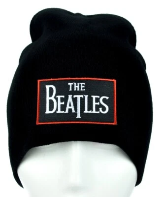 披头士标志黑色无檐帽针织帽摇滚乐队经典流行音乐 — 第 1/4 张图片
