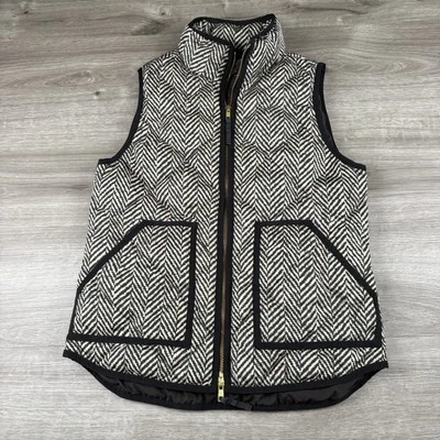 Chaleco acolchado acolchado J Crew Excursion, para mujer talla XS, espiga negro y tostado Foto 1 de 4