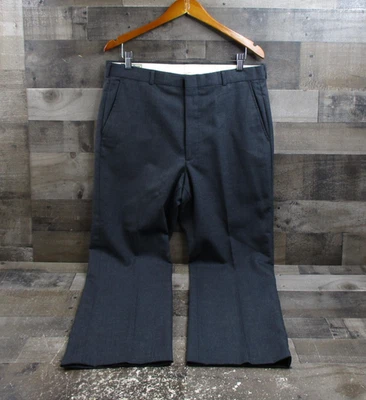 Vintage LL Bean Pants Mens 36 Gray Wool Pleated Dress Trousers Made USA 90s - Image 1 of 4
