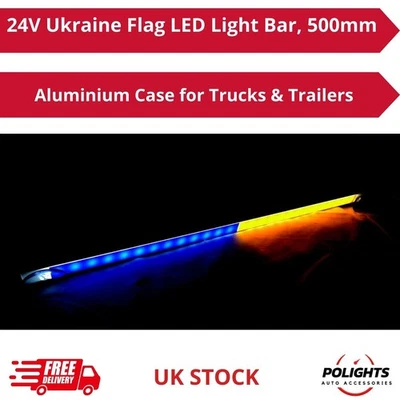 Barra de luz LED bandera Ucrania 24V, 500 mm, caja de aluminio para... - Imagen 1 de 4