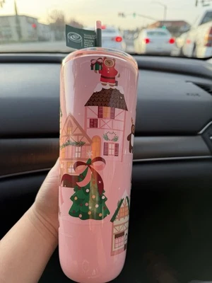 Vaso de árbol de oso rosa de Navidad Starbucks con taza de paja limitada / 24 oz - 710 ml Foto 1 de 3