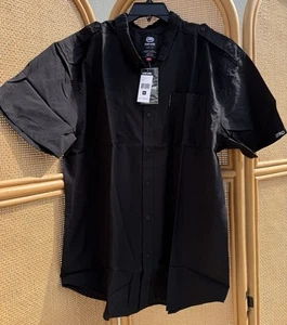 Ecko Unltd Black 2XL Hematite Short Sleeve Woven Collard Shirt 2 Front Pocket - Picture 1 of 5
