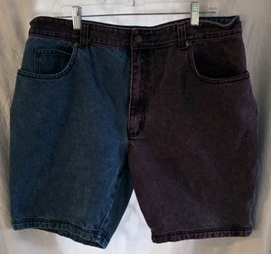 Pantalones Cortos Jean Review By Baxter Vintage Hombres 38 Azul 9" Entrepierna Púrpura Desteñido Grunge - Imagen 1 de 3