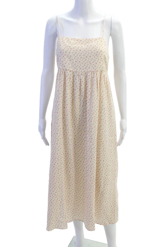 Maxi Vestido Madewell Mujer Algodón Escote Cuadrado Estampado Floral Desnudo Talla S Foto 1 de 4