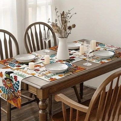 感恩节土耳其秋收桌长装饰厨房用餐花园 — 第 1/4 张图片