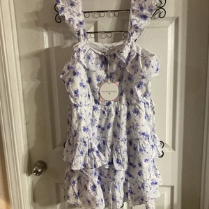 LoveShackFancy Amalie Ruffled Tiered Dress Women's Target Blue Floral Size XL - Picture 1 of 9
