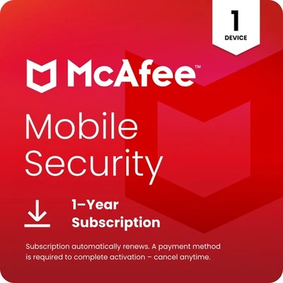 McAfee Mobile Security 2025 Plus 1 Device Unlimited VPN 1 Device 1 Year Licence - Image 1 of 4