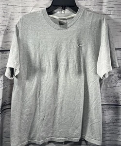 Vintage Nike T Shirt Mens L Gray White Embroidered Swoosh Check Silver Tag Y2K - Picture 1 of 6