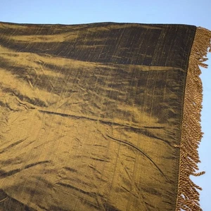 Linens N Things Silk Velvet Blanket Throw Tablecloth Christmas GOLD Fringe Tasse - Picture 1 of 14