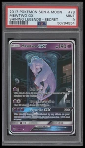 2017 POKEMON SUN & MOON SHINING LEGENDS SECRET #78 MEWTWO GX PSA 9 - Picture 1 of 2