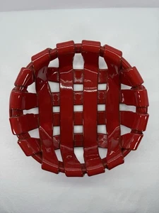 Tadinate Made In Italy Ceramic Basket Pottery Red Glazed Woven Design - Picture 1 of 15