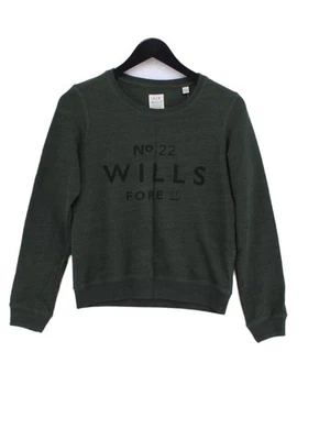 Jack Wills Women's Jumper UK 6 Green Graphic 100% Cotton Round Neck Pullover - Image 1 of 4