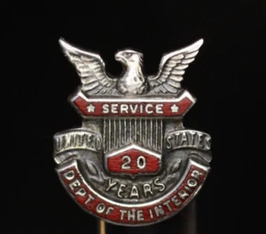 Department of the Interior 20 Years of Service Lapel Pin Award Sterling Silver - Picture 1 of 3
