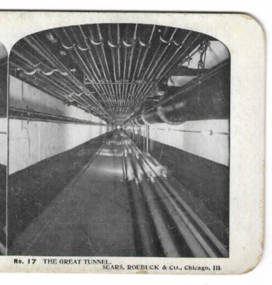 The Great Tunnel, Sears, Roebuck & Co., Chicago. Tarjeta de Illinois, Stereoview Foto 1 de 3