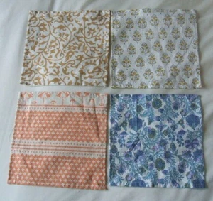 SET OF FOUR 100% COTTON NAPKINS - BLOCK PRINT - MADE IN INDIA - Picture 1 of 1
