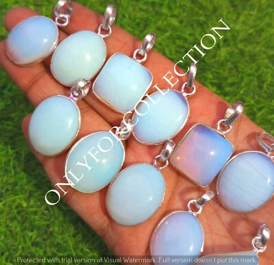 Beautyfull Opalite Gemstone 925 Sterling Silver Plated Bezel Pendant Lot 10pcs - Image 1 of 4