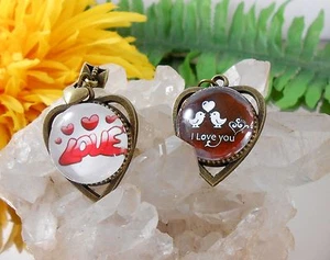 1 Herz Anhänger / Liebe Love / Motivwahl / Glas Cabochon 18  mm / Antik Bronze  - Bild 1 von 11