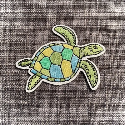 SEA TURTLE Marine Reptile Tortoise Fully Embroidered Patch Badge Motif Iron-On - Image 1 of 2