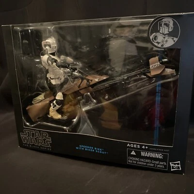 Vehículo de bicicleta Hasbro Star Wars The Black Series Speeder con motorista explorador nuevo sin usar, en caja Foto 1 de 4