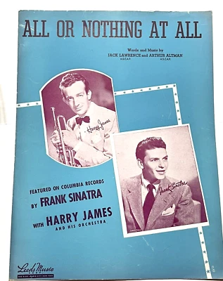 Frank Sinatra Harry James 'All or Nothing at All' Sheet Music c.1940 - Image 1 of 3