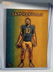 Sam Hartman Gold Plated Limited Edition Artist Signed Notre Dame Rookie Card 1/1 - Picture 1 of 2