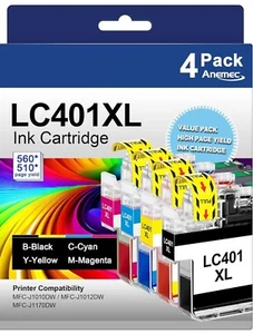 LC401 XL COMPATIBLE INK CARTRIDGES REPLACEMENT for BROTHER LC 401 XL HIGH YIELD - Picture 1 of 6