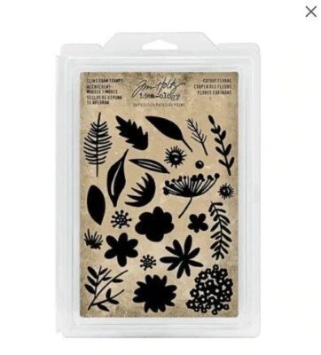 Tim Holtz Cut out Floral Cling Foam Rubber Stamps Foto 1 de 2