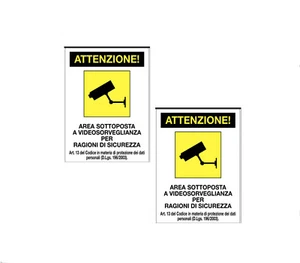 2PZ Cartello Videosorveglianza Segnaletica Targa Adesiva Negozio Sicurezza - Foto 1 di 5