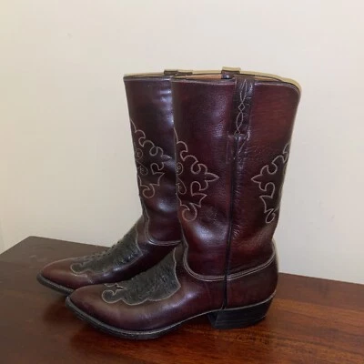 Lucchese Vintage Western Cowboy Boots Ostrich Cutout Exotic Rare 2318 Sz 91/2A - Image 1 of 4