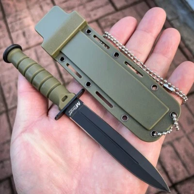 Cuchillo de cuello de hoja fija de combate táctico militar Kabai MTECH 6" con funda encadenada Foto 1 de 4