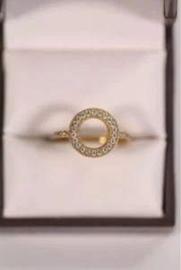 Pandora 925 Sparkling Halo Gold Plated Silver Unisex Ring SizeO½ Ring - Picture 1 of 4