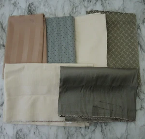 Lot of 6 Fabric Pieces Yardage Home Decor, Satin, Upholstery; Green, Cream & Tan - Picture 1 of 20