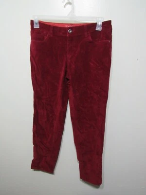 Pantalones Sonoma Talla 4 Rojo Moderno Recortado Delgado Terciopelo Sensación Botón Bolsillos con Cremallera Foto 1 de 3