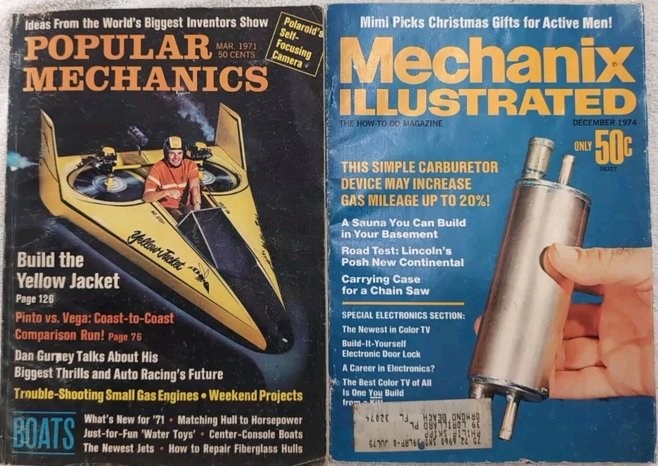 Винтажный иллюстрированный журнал Mechanix Popular Mechanics 1970-е лот из 2 очень хорошее состояние рукоделие - Изображение 1 из 4