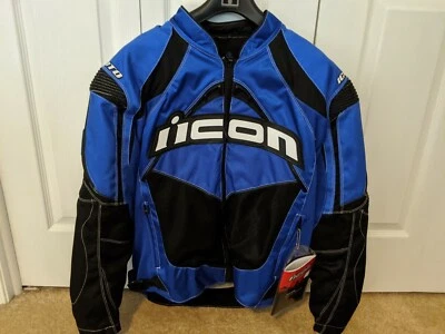 ICON CONTRA TEXTILE MOTORCYCLE JACKET BLUE SIZE MEDIUM - Image 1 of 4