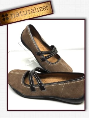 Naturalizer Cervana Size 7 Med  Mary Jane Shoes Brown Strap Leather Wedge 888081 - Image 1 of 4