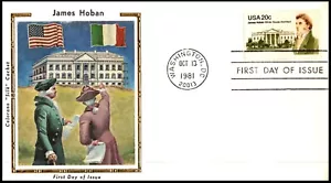 1835 James Hoban FDC, Colorano Silk Cachet, UA, OF - Picture 1 of 3