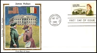 1835 James Hoban FDC, Colorano Silk Cachet, UA, OF - Image 1 of 3