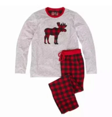 Nuevo Eddie Bauer Navidad Pijama Conjuntos Franela Rojo Pantalones Alce Top Para Hombres Talla XXL Foto 1 de 4