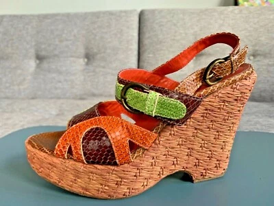 Isabella Fiore Designer Wedge Platform Espadrilles Snake Leather shoes - Image 1 of 4