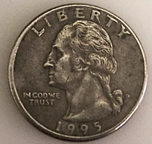 1995 P Washington Quarter Error with a No Clad Finish Obverse/Reverse - Picture 1 of 2