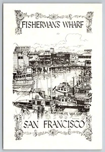 Postcard Art drawing California San Francisco Fisherman's Wharf c1970 6W - Foto 1 di 2
