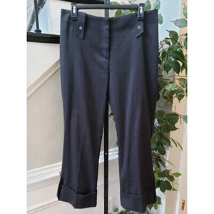 Mesmerize Trouser Pants Women's 10 Black Textured Cotton Stretch Pockets Cuffed - Picture 1 of 13