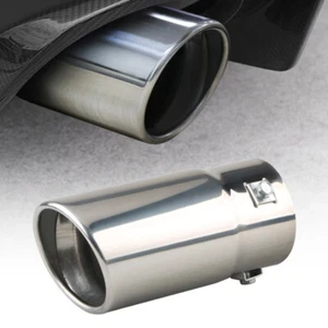 1Pc Chrome Stainless Steel Car Round 70mm Exhaust Tail Muffler Pipe Tip Mufflers - Afbeelding 1 van 6